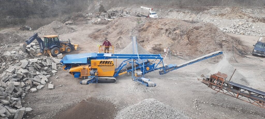 Rebel Crusher with a Conveyor Extension Kit